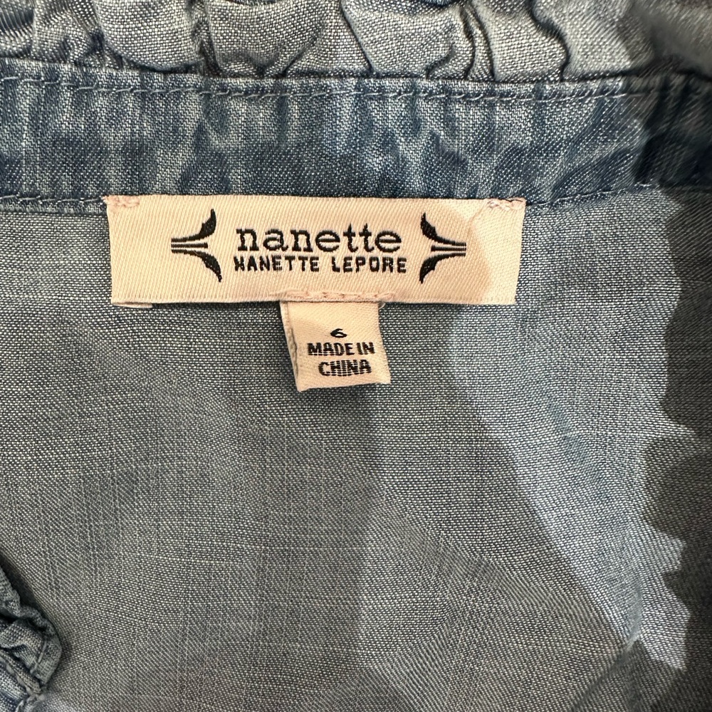 Nanette Lepore Chambray Button-Front Midi Dress in Denim Blue - Picture 5 of 7